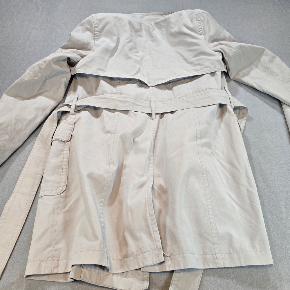 Banana Republic Trench Coat Women S Beige Lyocell Cotton Tie Belt Storm Flap - Picture 7 of 9